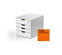 Durable VARICOLOR Mix 4 Lockable Drawer Unit - Desktop Drawer Set with 4 Colour Coded Draws - Top Draw is Lockable - Perfect for Storing Documents