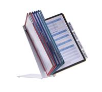 Durable Display Panel Desk Unit Vario A4, 10 Panels, Assorted Colours | Reference System with Metal Base, 10 Panels and Index Tabs, Holds 20 A4 Sheets, Anti-Glare and Copy-Proof, Made in Germany