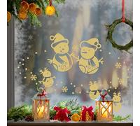 Durable Vinyl Christmas Window Stickers, 20cm Double Sided Snowman Wall & Window Decorations, Removable Xmas Decals for Home, Office, Shop, Winter Holiday Party Décor - for 0.8-1M Window, Cream