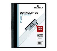 DURABLE Vinyl DURACLIP Report Cover, Letter, Holds up to 30 Pages, Clear/Black, 25 per Box (220301)