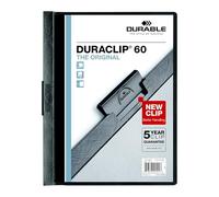 DURABLE Vinyl DURACLIP Report Cover, Letter, Holds up to 60 Pages, Clear/Black, 25 per Box (221401)