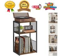 VASAGLE Record Player Stand, 3-Tier Side Table, Vinyl Record Storage up to 100 Albums, End Table for Living Room, Bedroom, Rustic Brown LET275K01