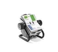 Durable Visifix Rotary Business Card Holder - Holds up to 400 Cards - Includes 25 Tab A-Z Index - Made from Metal - Black