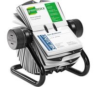 Durable Visifix Rotary Business Card Holder, Holds up to 400 Cards, Includes 25 Tab A-Z Index, Made from Metal, Black