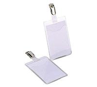 Durable Clip Name Tag ID Badge Holders + Cards | 25 Pack | Vertical 90 x 60mm