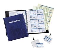 Durable Visitor Book 100 - Elegant Leather Look Finish for Professional Use - Includes 100 Perforated 90 x 60 mm Badge Inserts - GDPR Compliant Visitor Management