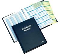 Durable Visitor Book 300 - Elegant Leather Look Finish for Professional Use - Includes 300 Perforated 90 x 60 mm Badge Inserts - GDPR Compliant Visitor Management
