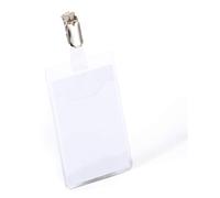 Durable Clip Name Tag ID Badge Holders + Cards | 25 Pack | Vertical 90 x 60mm