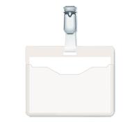 Durable Visitor Name Badge 60 x 90 mm with Clip Transparent Pack of 25 Badges