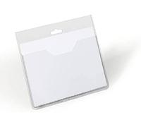 Durable Visitor Name Badge 60 x 90mm Transparent, Pack of 20 Badges, Includes Blank Insert Cards, ideal For Events and Visitor Management
