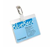 Durable Visitor Name Badge 60 x 90 mm with Clip Transparent | Pack of 25 Badges | Includes Blank Insert Cards | Ideal for Events and Visitor Management