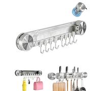 Durable Wall Mounted Inline Vacuum Hooks, Wall Mounted Coat Rack, No-Drill Wall Mounted Spatula and Spoon Hook,Sturdy Metal Hanger, Large Curved Hooks & Rounded Corners for Bathroom,Kitchen (White)