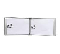 Durable Wall-mounted Reference System, 5-Pocket Reference Organizer, A3 Size Flip File Rack for Wall, Suitable for Office and Home Metal Folders, Landscape Mode (Color : Gray)