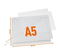 Durable Water Resistant UV Anti-Reflective Cable Tie Pockets | 5 Pack | A5 Clear