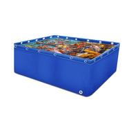 Durable Waterproof Canvas Fish Pond - Blue Cuboid Small Above Ground Koi Pond Customizable Design for Landscaping & Farming Includes Drain Valve (1x1.4x1m)
