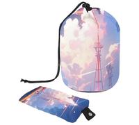Durable Waterproof Large Barrel Makeup Bag for Women, Stylish Design with Practical Storage Solutions, Airplane Pattern