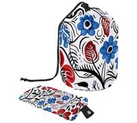 Durable Waterproof Large Barrel Makeup Bag for Women, Stylish Design with Practical Storage Solutions, Beautiful Flowers