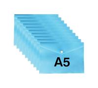 ( ) | Durable Waterproof Poly Envelopes with Secure Snap | Ideal for Receipts, Coursework, Invoices, Travel Papers Organisation (Sky Blue)