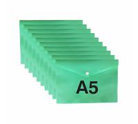 ( ) | Durable Waterproof Poly Envelopes with Secure Snap | Ideal for Receipts, Coursework, Invoices, Travel Papers Organisation (Green)