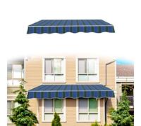 Durable Waterproof Retractable Awning Fabric Replacement | Outdoor Patio Canopy Shade Cover | Polyester for Porch, Garden, Deck | Yellow-Green Striped, 15'x6.5'