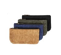 Durable Waxed Canvas Tool Bags with Zipper, Waterproof Tool Bags, 4pc Set, 19 x 11.5 x 1CM