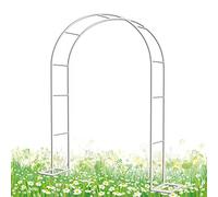 Durable White Metal Garden Arch Trellis for Climbing Plants - 200cm Wide x 240cm High Ideal Outdoor Decor for Roses Vines and Garden Pathways