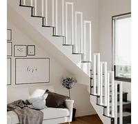 Durable White Metal Outdoor Balustrade Stylish Floor Mounted Railing for Steps Safe for Kids Elderly Pregnant Women & Those with Limited Mobility