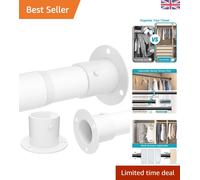 Durable White Wardrobe Rail - Adjustable Length 68-90CM, Easy Installation Kit