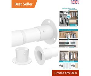 Durable White Wardrobe Rail - Adjustable Length 68-90CM, Easy Installation Kit