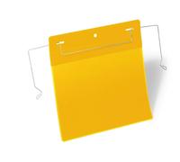 Durable Document Pocket with Wire Hanger A5 Landscape, Pack of 50 Pieces, Yellow