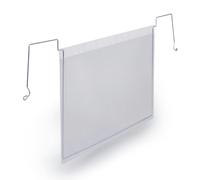 Durable A5 Wire Hanging Document Pocket - Robust Ticket Holder - Optimal for Clearly Labelling Warehouses and Logistic Centres - Pack of 50 Transparent Document Holders