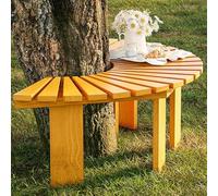 Durable Wooden Semi-Circle Garden Bench - Stylish Outdoor Wrap-Around Seating for Parks, Yards, Porches & Patios - All-Weather Lawn Furniture for Garden Decoration