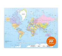 Durable World Map Desk Mat 50 x 38cm - Smooth Non-Slip PC Keyboard Mouse Pad - Made from Polypropylene