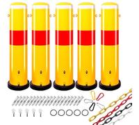 Durable Yellow Reflective Traffic Warning Bollards with Chains for Enhanced Driveway Parking Security(20pcs)