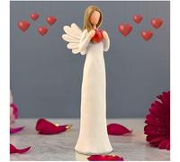 DurableDelights 7.48" Angel Figurines for Women - Resin Guardian Angel Statue Holding Red Heart, Gift for Thanksgiving, Wedding, Christmas Home Decor Ornament, Memorial Gifts