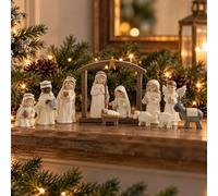 DurableDelights Nativity Family Set Hand Painted Crafts 12 Piece Classic Resin Christmas Cream Nativity Set The Story of Jesus