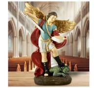 DurableDelights St. Michael Archangel Statue - 8" Michael Archangel of Heaven Beating Lucifer, Great Catholic Gift for First Communion, Wedding and Housewarming