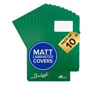Durabook A4 8mm F&M Dark Green Exercise Books Pack of 10, 80 Page School Exercise Book, Durable Matt Laminated Water-Resistant Cover, Ruled & Margin Notebook A4 Paper, Great Home & School Supplies