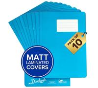 Durabook A4 8mm F&M Light Blue Exercise Books Pack of 10, 80 Page School Exercise Book, Durable Matt Laminated Water-Resistant Cover, Ruled & Margin Notebook A4 Paper, Great Home & School Supplies
