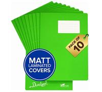 Durabook A4 8mm F&M Light Green Exercise Books Pack of 10, 80 Page School Exercise Book, Durable Matt Laminated Water-Resistant Cover, Ruled & Margin Notebook A4 Paper, Great Home & School Supplies