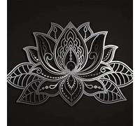 DurabSwap Large Metal Lotus Flower Wall Art, Mandala Decor, Meditation Yoga Zen Home Silhouette for g Room Bedroom Office and Room, Silver, 50x32cm