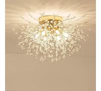 DurabSwap Modern Crystal Ceiling Light, 6 Light G9 Led Firework Recessed Suitable For Bedroom, Living Room, Kitchen, Dining Room,Gold,4 Lights,Enchanting12