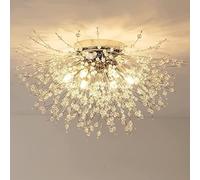DurabSwap Modern Crystal Ceiling Light, 6 Light G9 Led Firework Recessed Suitable For Bedroom, Living Room, Kitchen, Dining Room,Silver,4 Lights,Enchanting12