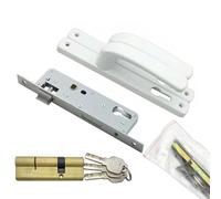DurabSwap Stainless Steel Mortice Lock, Sashlock, Euro Lever Handle Lock Set - Silent Door Home Security Bedroom with Keys Shaped cylinders(White,A)