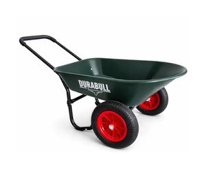 Durabull-2 Wheel Wheelbarrow, 78 Litre Heavy Duty Garden Barrow-Carries 150kg. Soft Grip Handle for Single Hand Easy Use. Strong Steel Frame & Strong HDP Plastic tub. Lightweight at only 12kg empty.