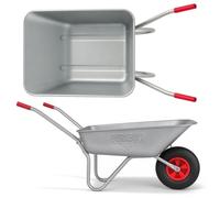 Durabull 65L/100KG Wheelbarrow - Galvanised Steel Garden Cart with Pneumatic Tyre - Sturdy, Rust-Resistant, Ideal for Landscaping, Gardening & DIY - (80L x 60W x 60H) cm - Silver
