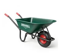 Durabull Heavy Duty Garden Wheelbarrow 120L 250KG - Large Poly Tub Trolley Handcart with Pneumatic Tyre, Steel Rim, Impact-Resistant Construction