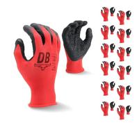Durabull Latex Coated Work Gloves - Heavy Duty Protective Gloves For Builders, Garden & Working. Secure Fit With Anti Slip Grip. (Red, 8 (M))