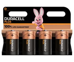 Duracell +100% Plus Power D LR20 MN1300 Alkaline Batteries | 4 Pack
