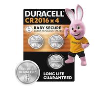 DURACELL 2016 Lithium Coin Batteries 3V (4 Pack) - Long-life Guaranteed - Baby Secure Technology - For Use in Key Fobs, Small Home Remotes, Fitness Watches - Baby Secure Packaging